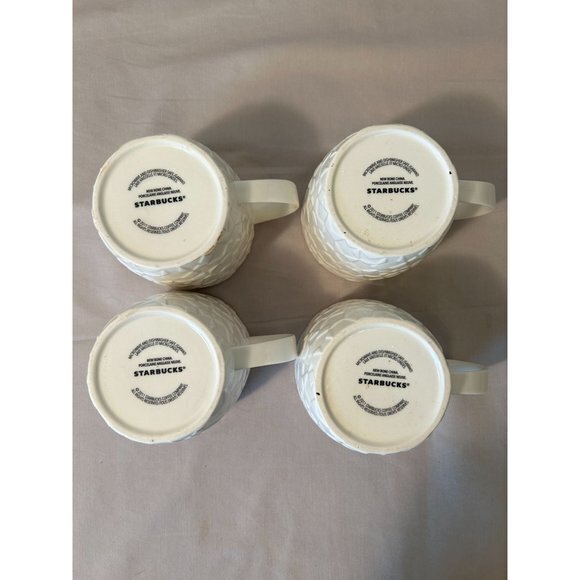 Starbucks Snowflake White Red Coffee Mug‎ Cup 2011 Bone China Set of 4 - Picture 5 of 5
